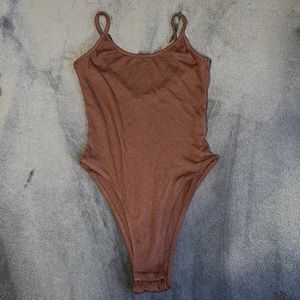Open-Back Brown Cami Bodysuit